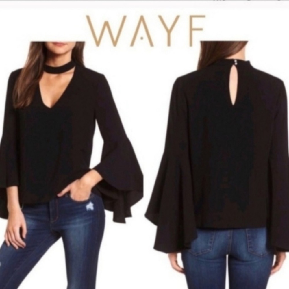 WAYF Ryan Dark Pink Bell Sleeve Blouse Size Small